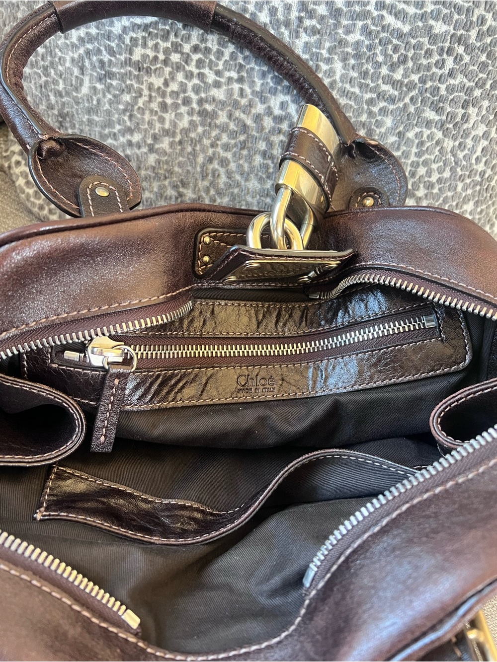 Chloe Paddington Dark Brown Leather Handbag with Gold Accents - Picture 9 of 14